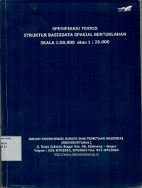 Image of Spesifikasi teknis struktur basisdata spasial bentuklahan skala 1:50.000 tatu 1:25.000