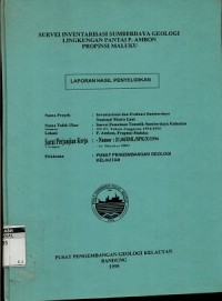 Survei inventarisasi sumberdaya geologi lingkungan pantai P. Ambon propinsi Maluku