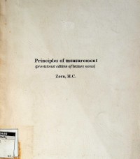 Principles of measurementn (provisional edition of lectures notes)