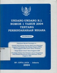 Undang-undang R.I. Nomor 1 Tahun 2004 tentang perbendaharaan Negara